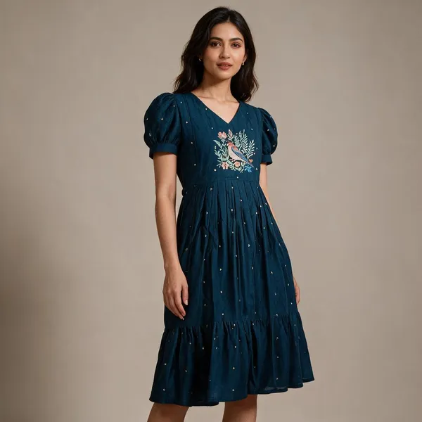 Navy_Blue_Silk_Embroidered_Fit_And_Flare_Dress_For_Women