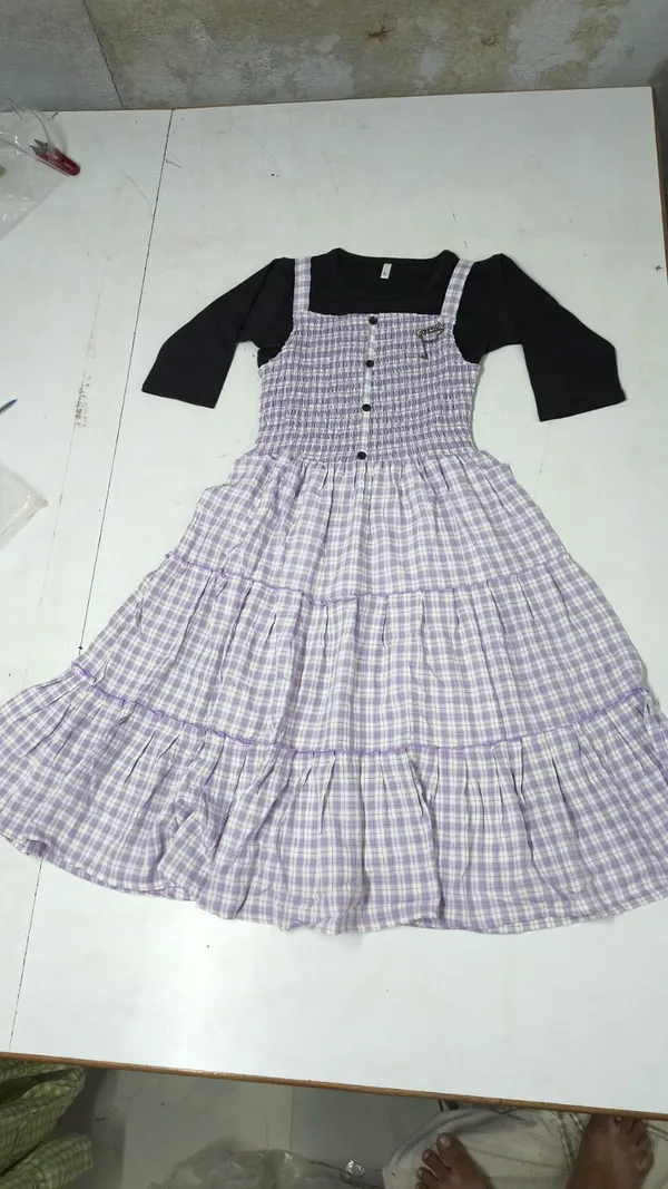 Black_Cotton_Checkered_Layered_Dress_For_Women