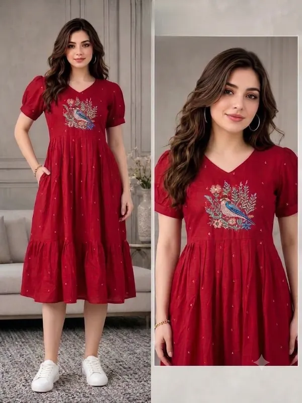 Red_Silk_Embroidered_Fit_And_Flare_Dress_For_Women