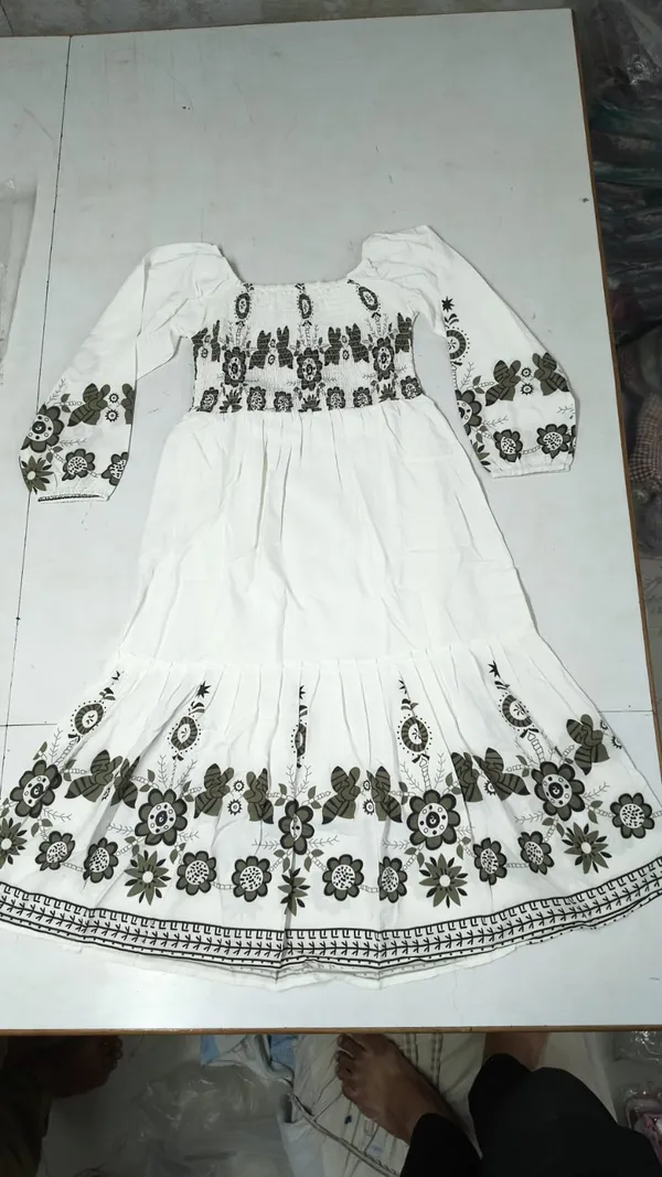 White_Georgette_Floral_Print_Full_Sleeve_Dress_For_Women
