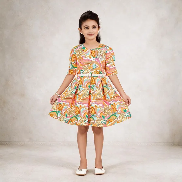 Multicolor_Cotton_Printed_Fit_And_Flare_Dress_For_Girls