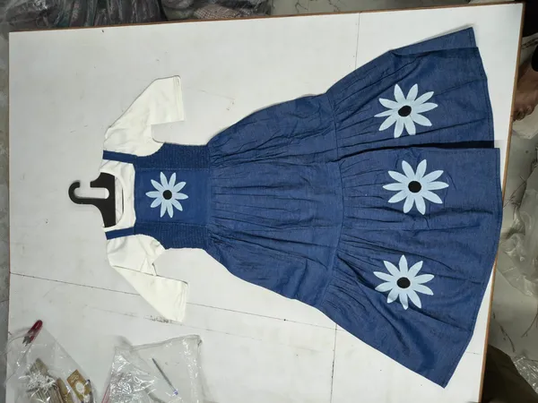 Blue_Denim_Floral_Print_Layered_Midi_Dress_For_Women