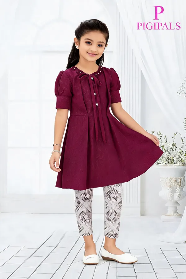 Maroon_Polyester_Silk_Fit_And_Flare_Dress_For_Girls