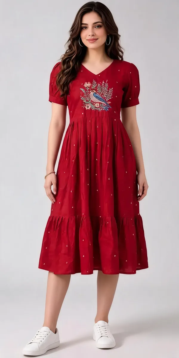 Red_Silk_Embroidered_Fit_And_Flare_Dress_For_Women