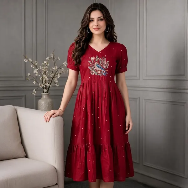 Red_Silk_Embroidered_Fit_And_Flare_Dress_For_Women