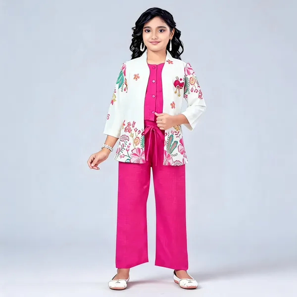 Pink_Georgette_Floral_Printed_Co-Ord_Set_For_Girls