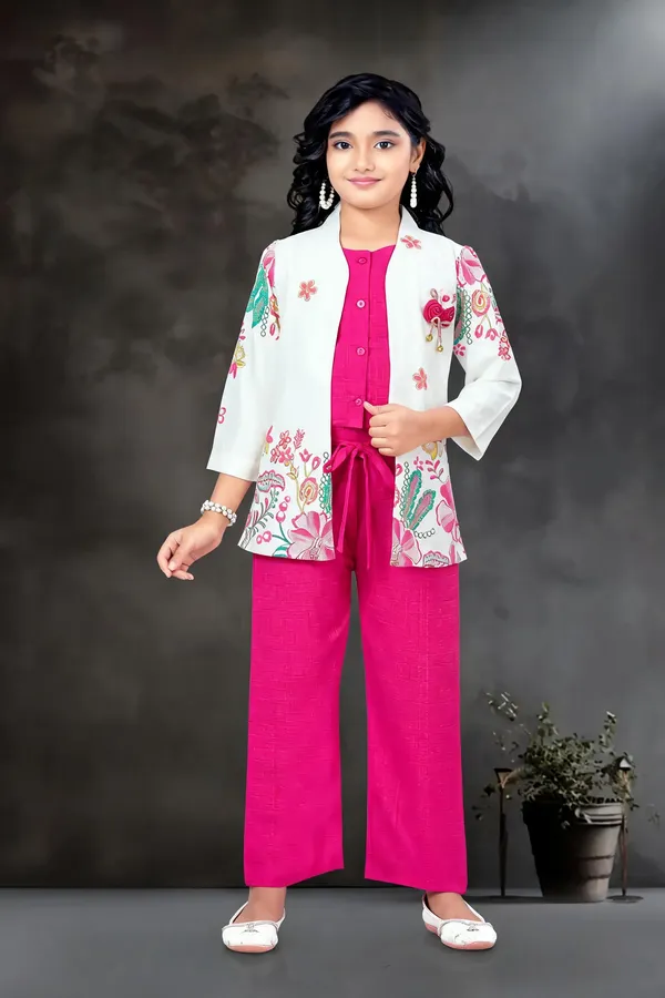 Pink_Georgette_Floral_Printed_Co-Ord_Set_For_Girls