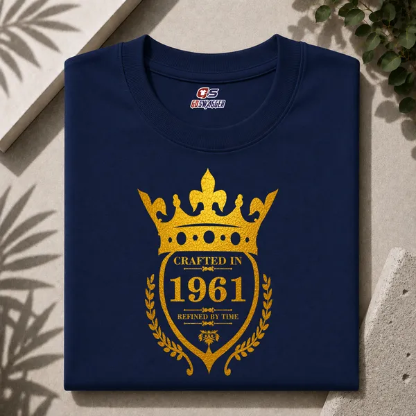 Customised_Crafted_In_1961_Refined_By_Time_Premium_Cotton_T_Shirt_Navy