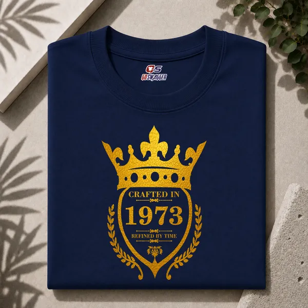 Customised_Crafted_In_1973_Refined_By_Time_Premium_Cotton_T_Shirt_Navy