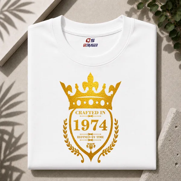 Customised_Crafted_In_1974_Refined_By_Time_Premium_Cotton_T_Shirt_White