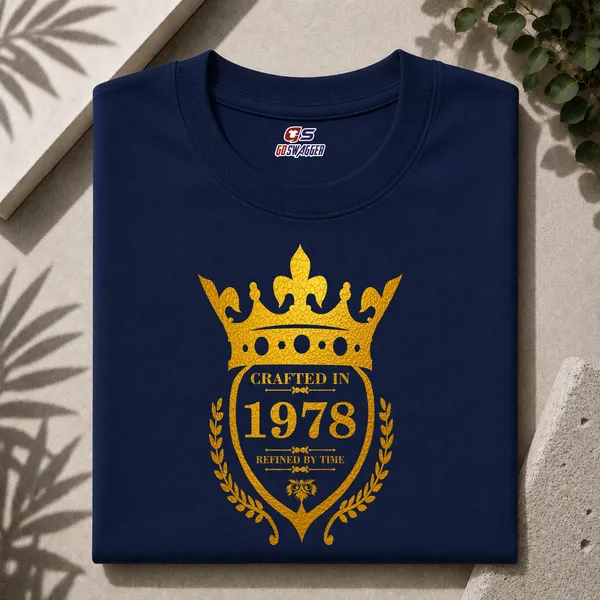 Customised_Crafted_In_1978_Refined_By_Time_Premium_Cotton_T_Shirt_Navy