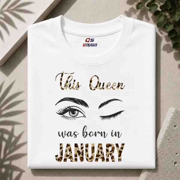 Customised_This_Queen_Was_Born_In_January_Premium_Cotton_Tshirt_White
