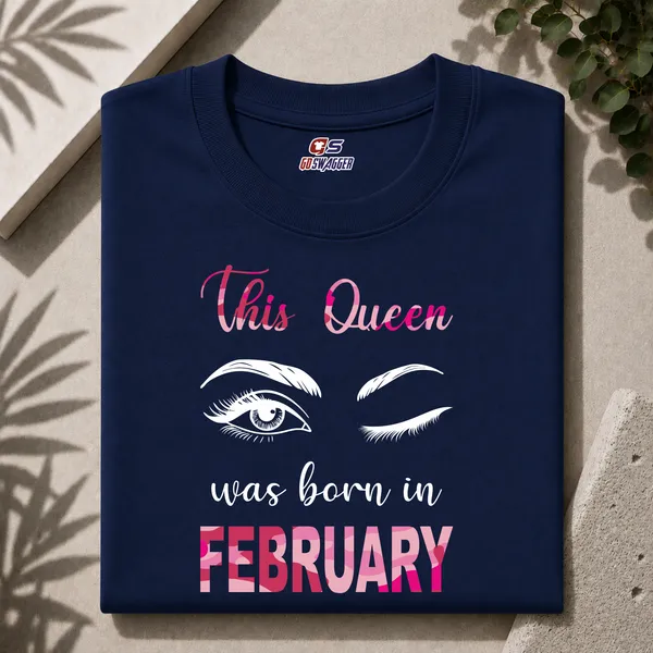 Customised_This_Queen_Was_Born_In_February_Premium_Cotton_Tshirt_Navy