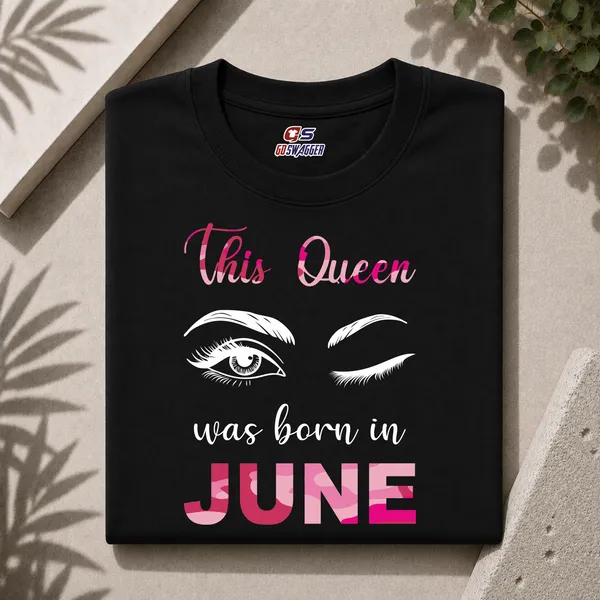 Customised_This_Queen_Was_Born_In_June_Premium_Cotton_Tshirt_Black