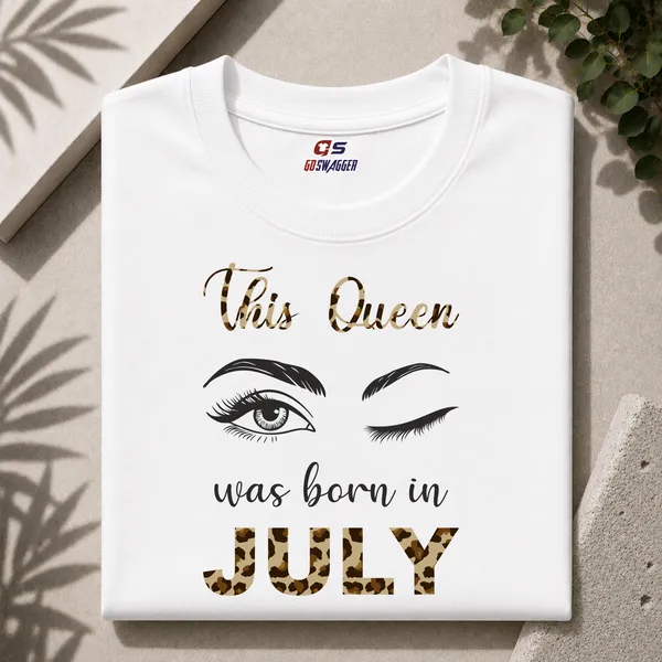 Customised_This_Queen_Was_Born_In_July_Premium_Cotton_Tshirt_White