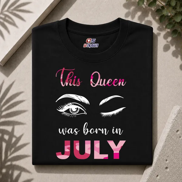 Customised_This_Queen_Was_Born_In_July_Premium_Cotton_Tshirt_Black