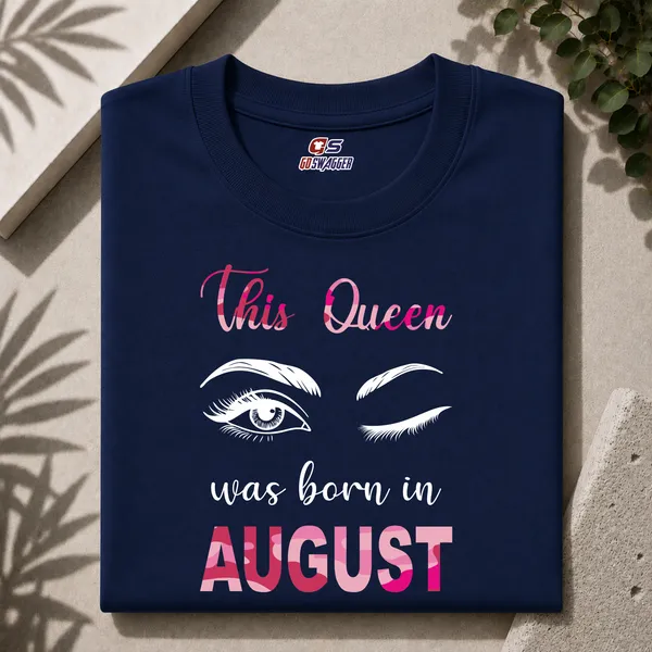 Customised_This_Queen_Was_Born_In_August_Premium_Cotton_Tshirt_Navy
