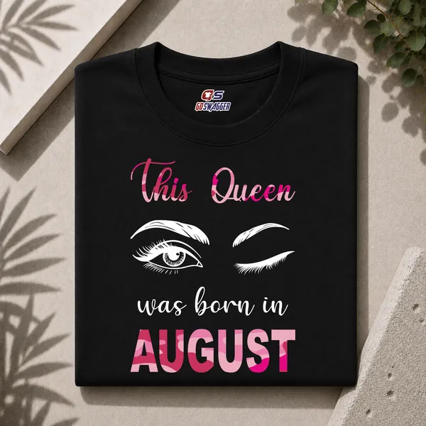 Customised_This_Queen_Was_Born_In_August_Premium_Cotton_Tshirt_Black