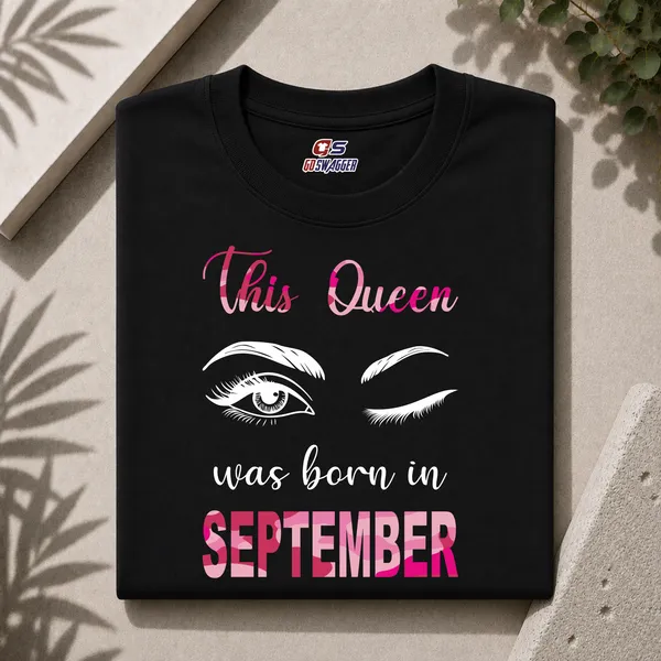 Customised_This_Queen_Was_Born_In_September_Premium_Cotton_Tshirt_Black