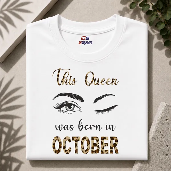 Customised_This_Queen_Was_Born_In_October_Premium_Cotton_Tshirt_White