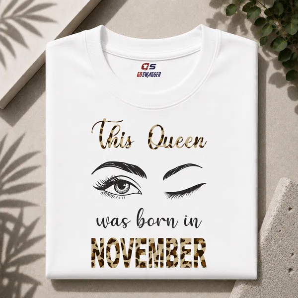 Customised_This_Queen_Was_Born_In_November_Premium_Cotton_Tshirt_White