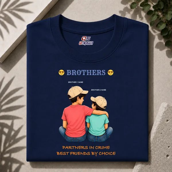 Customised__Partner_In_Crime_2_Brother_Premium_Cotton_T_Shirt_Navy