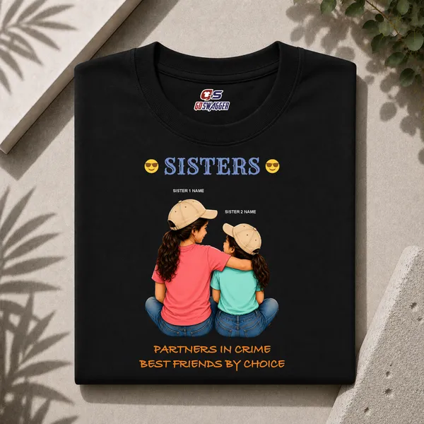Customised__Partner_In_Crime_2_Sister_Premium_Cotton_T_Shirt_Black