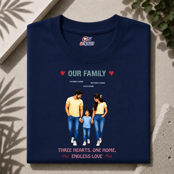 Customised__Our_Family_Father_Mother_And_Son_Premium_Cotton_T_Shirt_Navy