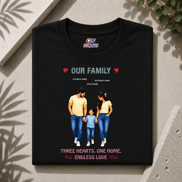 Customised__Our_Family_Father_Mother_And_Son_Premium_Cotton_T_Shirt_Black