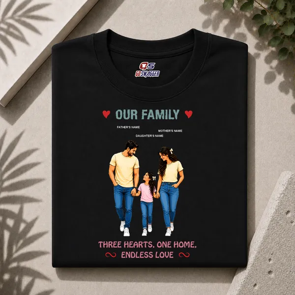 Customised__Our_Family_Father_Mother_And_Daughter_Premium_Cotton_T_Shirt_Black