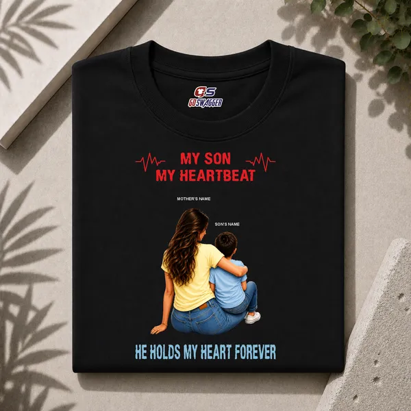 Customised__My_Son_My_Heartbeat_Mother_And_Son_Premium_Cotton_T_Shirt_Black