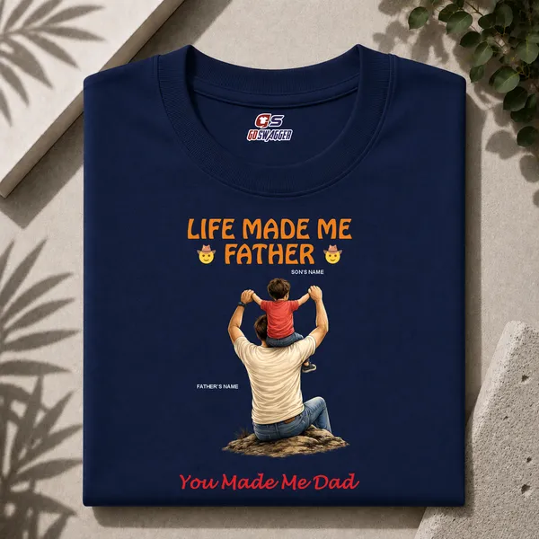 Customised__Life_Made_Me_Father_You_Made_Me_Dad_Father_And_Son_Premium_Cotton_T_Shirt_Navy