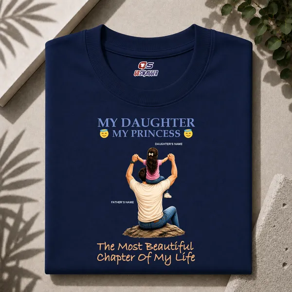 Customised__My_Daughter_My_Princes_Father_And_Daughter_Premium_Cotton_T_Shirt_Navy