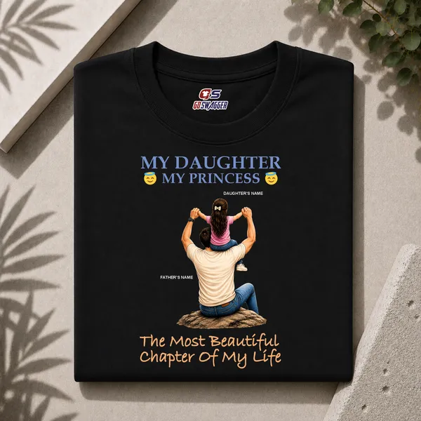 Customised__My_Daughter_My_Princes_Father_And_Daughter_Premium_Cotton_T_Shirt_Black