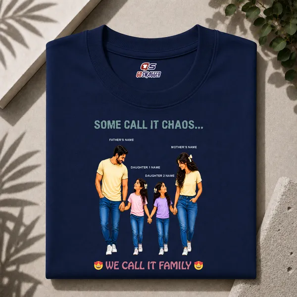 Customised__We_Call_It_Family_Father_Mother_And_2_Daughters_Premium_Cotton_T_Shirt_Navy