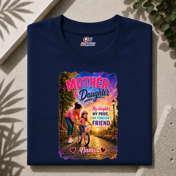Customised__My_Daughter_My_Pride_Mother_And_Daughter_Premium_Cotton_T_Shirt_Navy