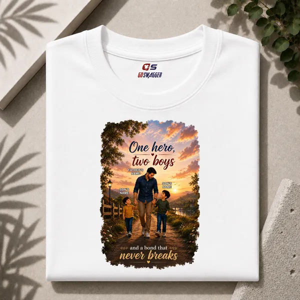 Customised__One_Hero_Two_Boys_Father_And_2_Son_Premium_Cotton_T_Shirt_White