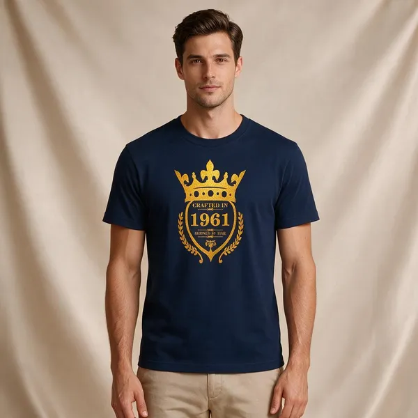 Customised_Crafted_In_1961_Refined_By_Time_Premium_Cotton_T_Shirt_Navy