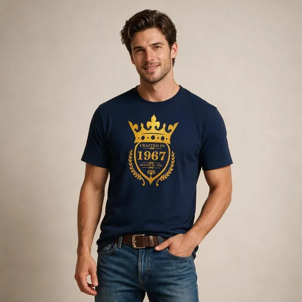 Customised_Crafted_In_1967_Refined_By_Time_Premium_Cotton_T_Shirt_Navy