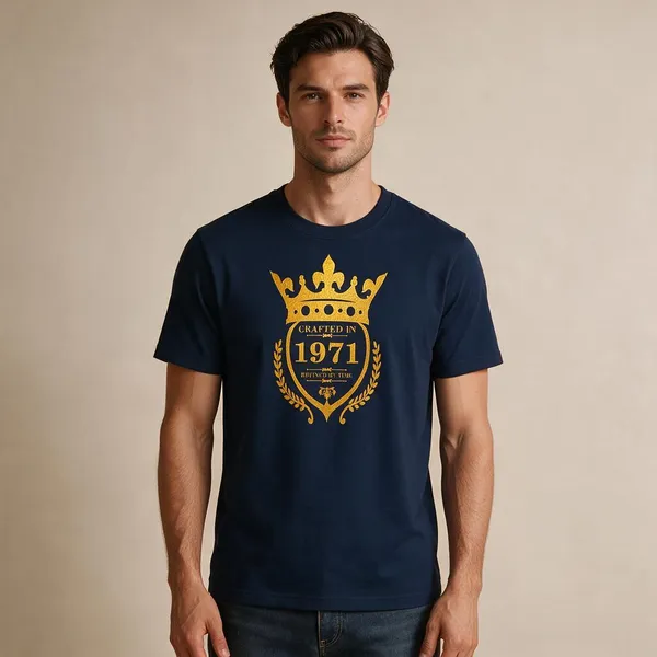 Customised_Crafted_In_1971_Refined_By_Time_Premium_Cotton_T_Shirt_Navy