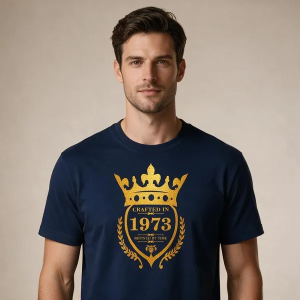 Customised_Crafted_In_1973_Refined_By_Time_Premium_Cotton_T_Shirt_Navy