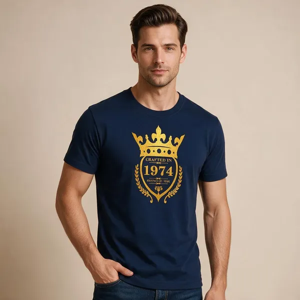Customised_Crafted_In_1974_Refined_By_Time_Premium_Cotton_T_Shirt_Navy