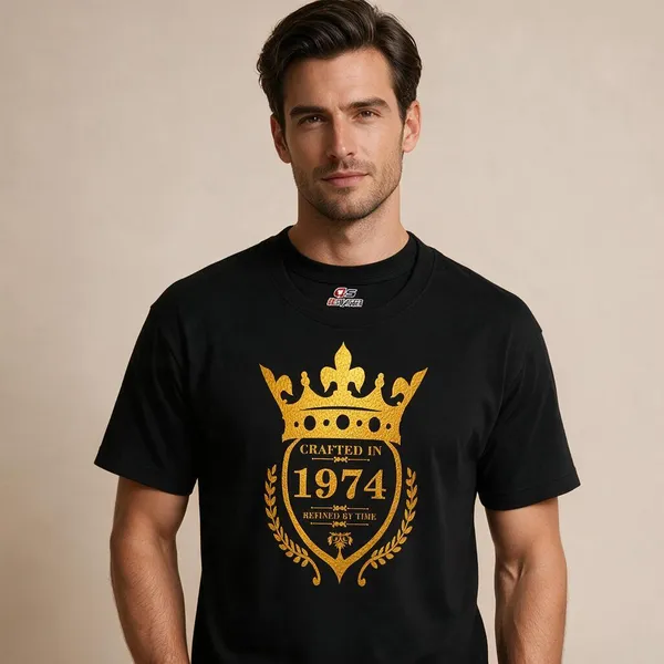 Customised_Crafted_In_1974_Refined_By_Time_Premium_Cotton_T_Shirt_Black