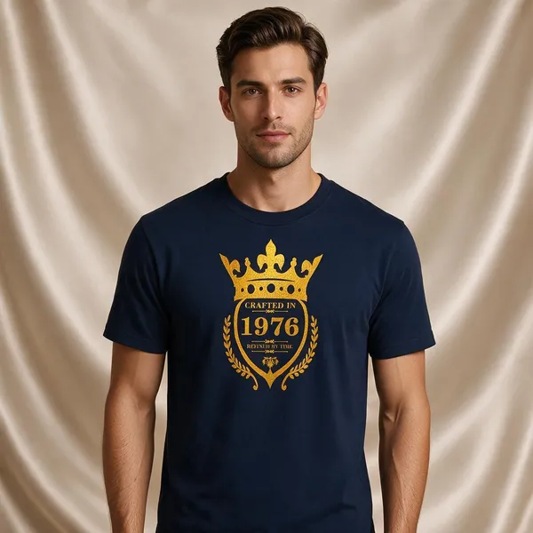 Customised_Crafted_In_1976_Refined_By_Time_Premium_Cotton_T_Shirt_Navy