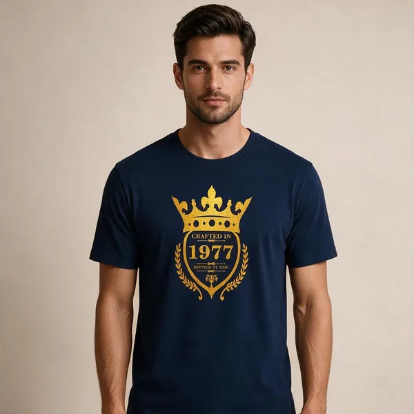 Customised_Crafted_In_1977_Refined_By_Time_Premium_Cotton_T_Shirt_Navy