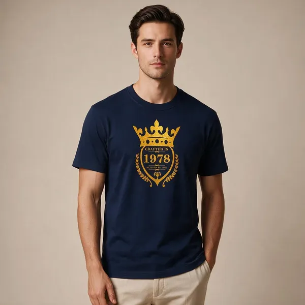 Customised_Crafted_In_1978_Refined_By_Time_Premium_Cotton_T_Shirt_Navy