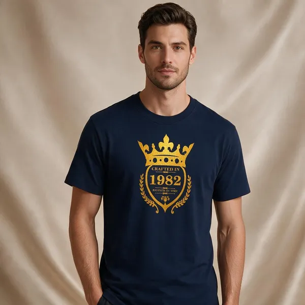 Customised_Crafted_In_1982_Refined_By_Time_Premium_Cotton_T_Shirt_Navy