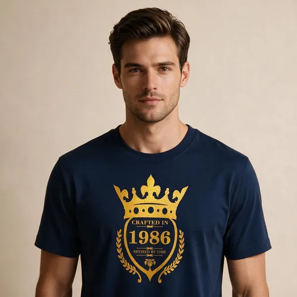 Customised_Crafted_In_1986_Refined_By_Time_Premium_Cotton_T_Shirt_Navy