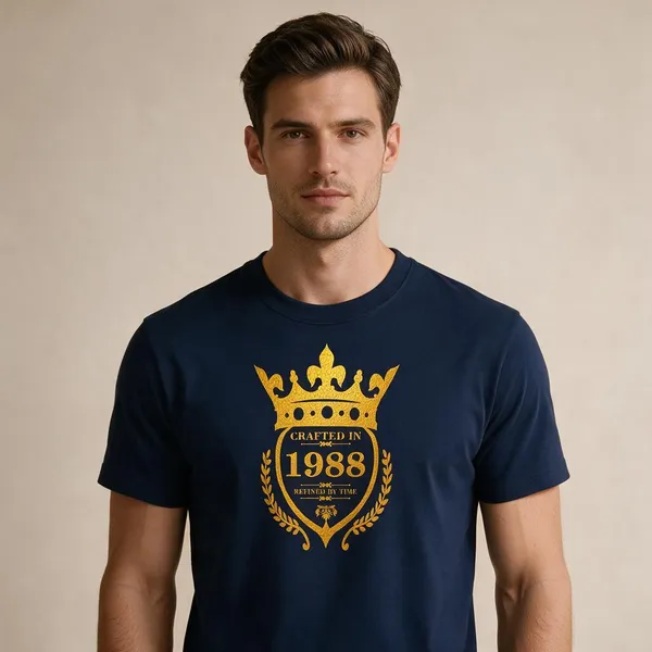 Customised_Crafted_In_1988_Refined_By_Time_Premium_Cotton_T_Shirt_Navy