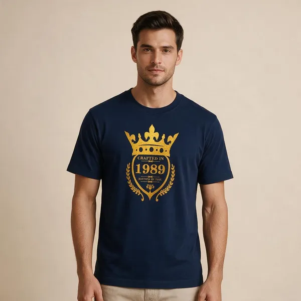 Customised_Crafted_In_1989_Refined_By_Time_Premium_Cotton_T_Shirt_Navy